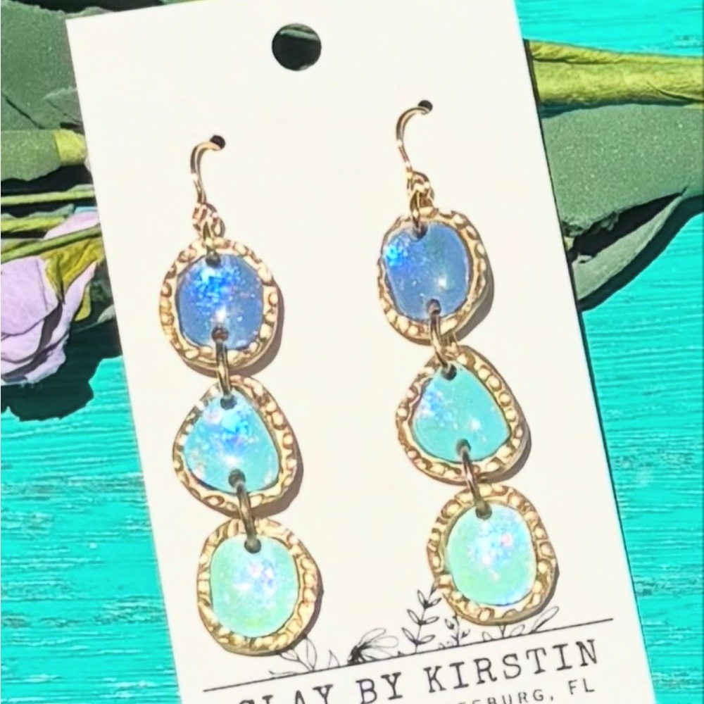 Blue Ombre Clay Dangle Earrings